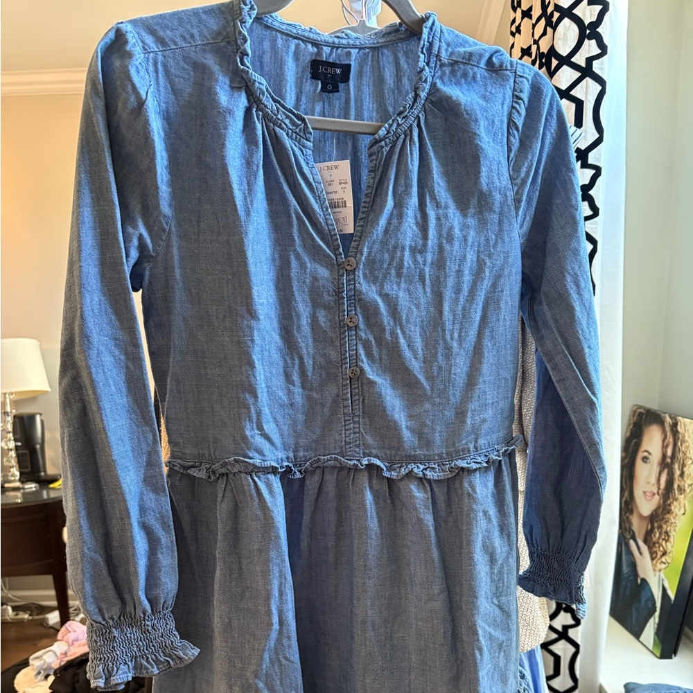 J. Crew Chambray Blue denim tier dress